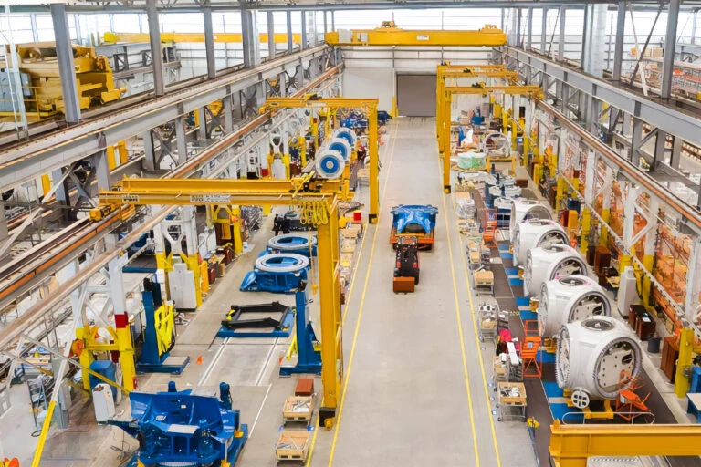 birds eye view of a factory floor