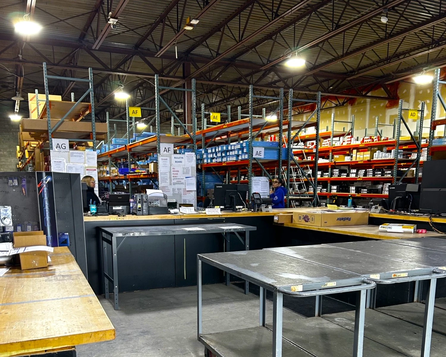 A view of the sales floor, counters and rows of inventory at United Auto Supply in Buffalo.